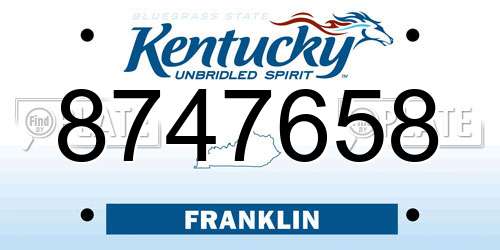 8747658 Kentucky License Plate