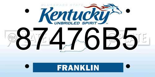 87476B5 Kentucky License Plate
