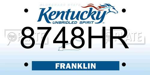8748HR Kentucky License Plate