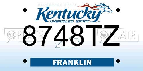 8748TZ Kentucky License Plate
