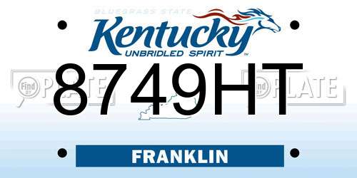 8749HT Kentucky License Plate