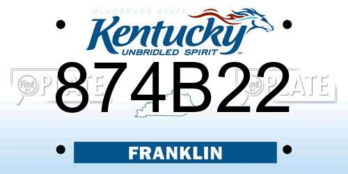 874B22 Kentucky License Plate