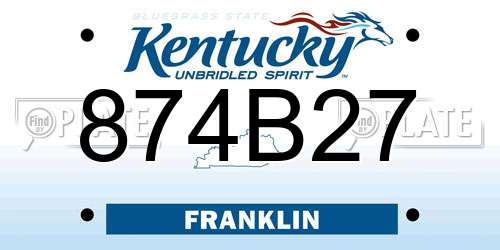 874B27 Kentucky License Plate