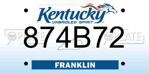 874B72 Kentucky License Plate