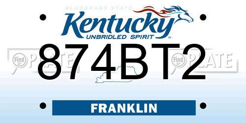 874BT2 Kentucky License Plate