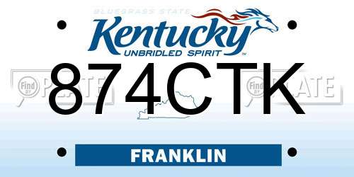 874CTK Kentucky License Plate