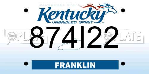 874I22 Kentucky License Plate
