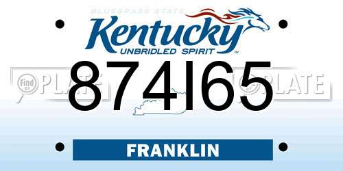 874I65 Kentucky License Plate