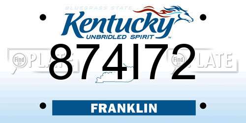 874I72 Kentucky License Plate