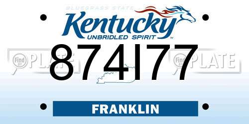 874I77 Kentucky License Plate