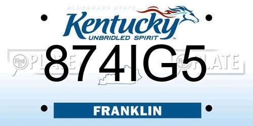 874IG5 Kentucky License Plate