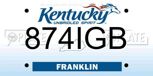 874IGB Kentucky License Plate