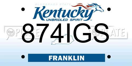 874IGS Kentucky License Plate