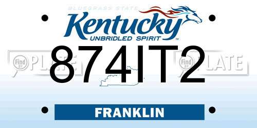 874IT2 Kentucky License Plate