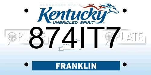 874IT7 Kentucky License Plate
