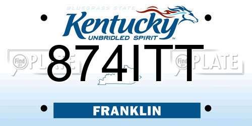 874ITT Kentucky License Plate