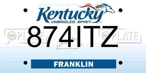 874ITZ Kentucky License Plate