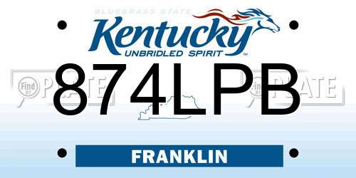 874LPB Kentucky License Plate