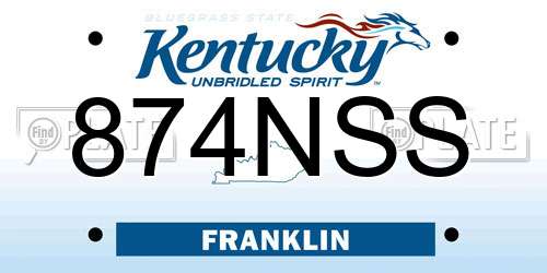 874NSS Kentucky License Plate