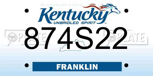 874S22 Kentucky License Plate