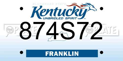 874S72 Kentucky License Plate
