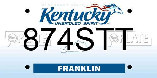 874STT Kentucky License Plate