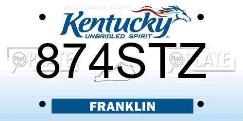 874STZ Kentucky License Plate