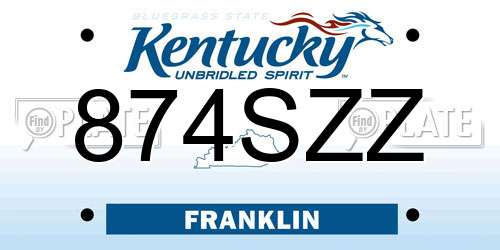 874SZZ Kentucky License Plate
