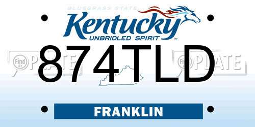 874TLD Kentucky License Plate