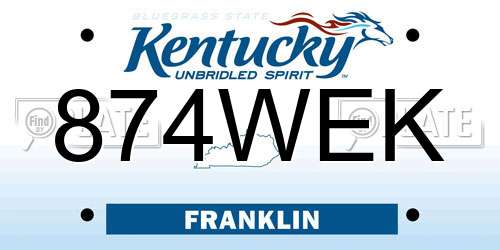 874WEK Kentucky License Plate