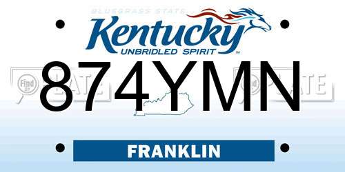 874YMN Kentucky License Plate
