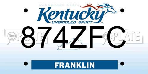 874ZFC Kentucky License Plate