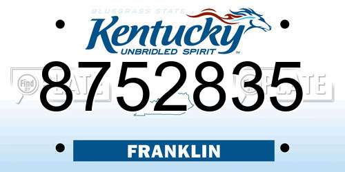 8752835 Kentucky License Plate