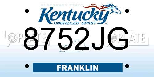 8752JG Kentucky License Plate