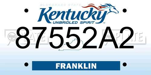 87552A2 Kentucky License Plate