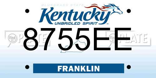 8755EE Kentucky License Plate