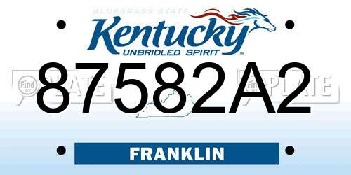 87582A2 Kentucky License Plate