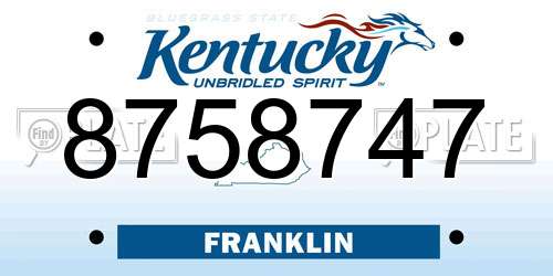 8758747 Kentucky License Plate