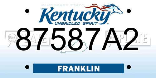 87587A2 Kentucky License Plate