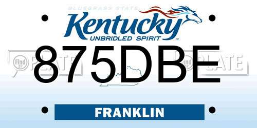 875DBE Kentucky License Plate