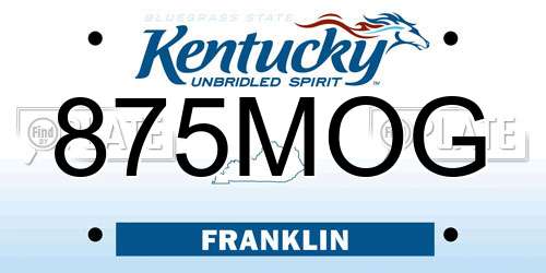 875MOG Kentucky License Plate