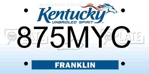 875MYC Kentucky License Plate