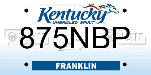 875NBP Kentucky License Plate