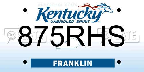 875RHS Kentucky License Plate
