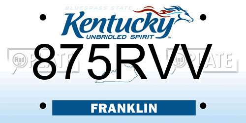 875RVV Kentucky License Plate