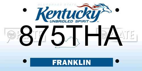 875THA Kentucky License Plate