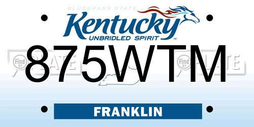 875WTM Kentucky License Plate