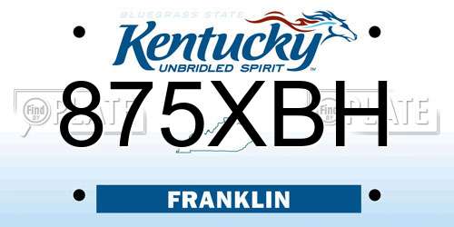 875XBH Kentucky License Plate
