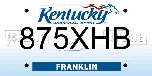 875XHB Kentucky License Plate