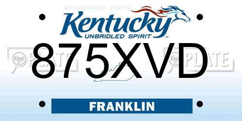 875XVD Kentucky License Plate